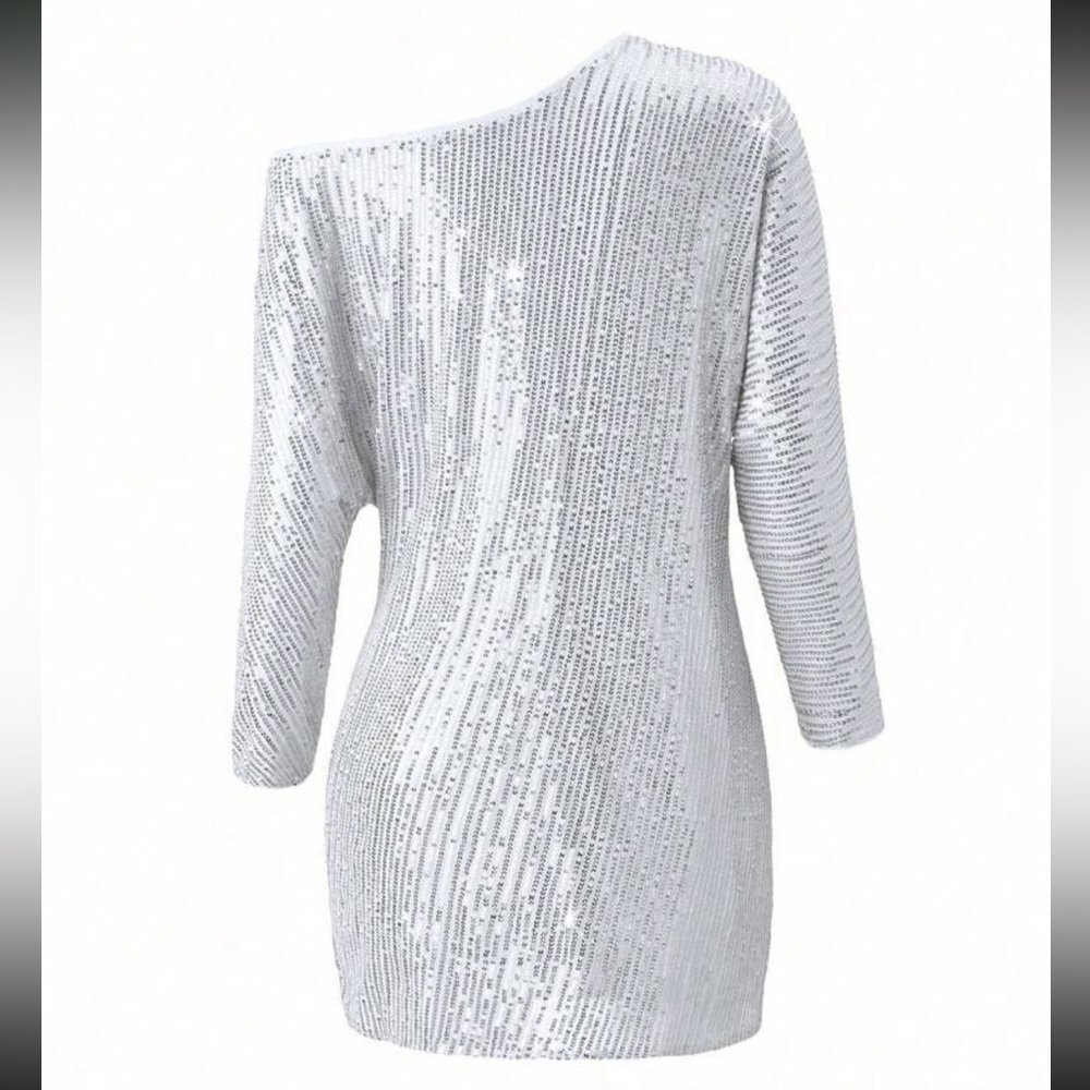 Luxe asymmetrical neck party dress - Picture 7 of 8